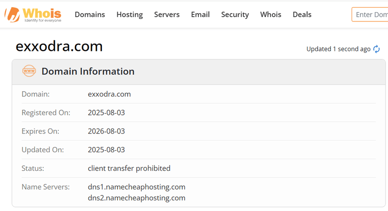 Результат запроса по Whois