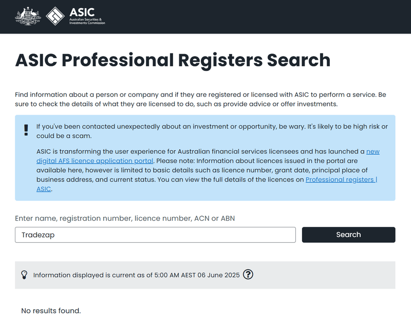 ASIC Query Result