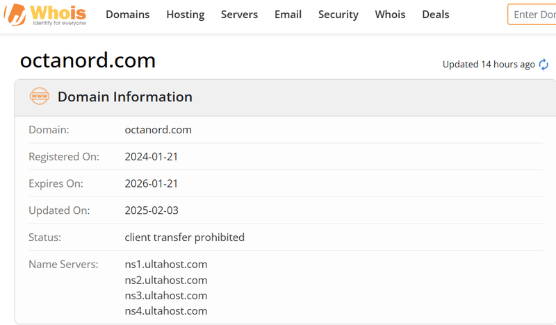 Whois lookup results