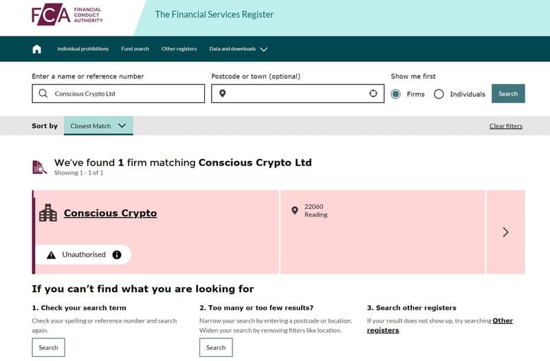 Regulatory information of Conscious Crypto Ltd
