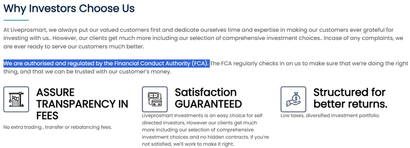 Claims of financial regulation on the website