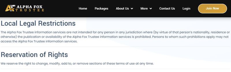 Alpha Fox Trustee