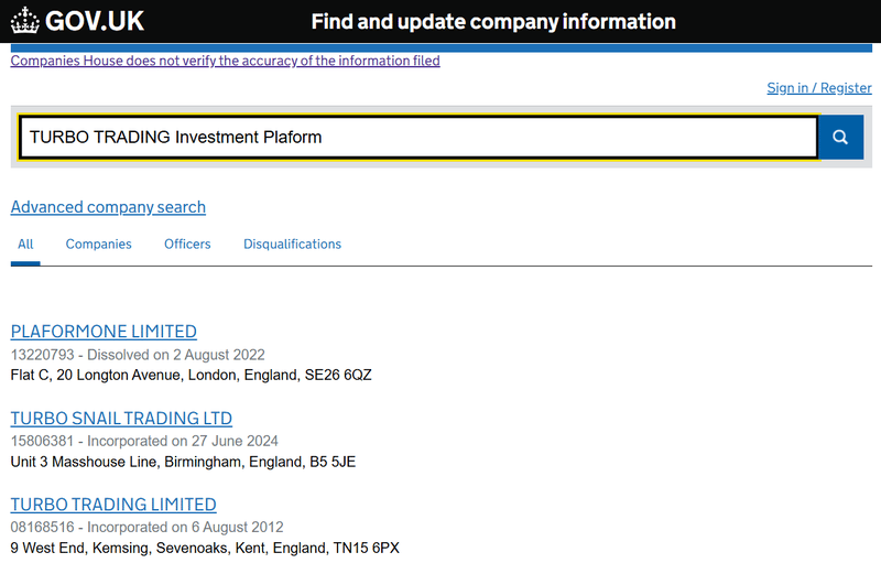 Companies House Query Result