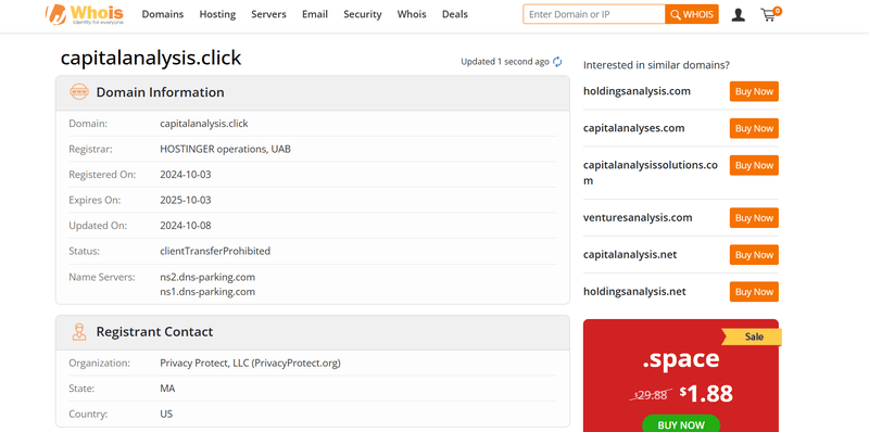 capitalanalysis.click whois