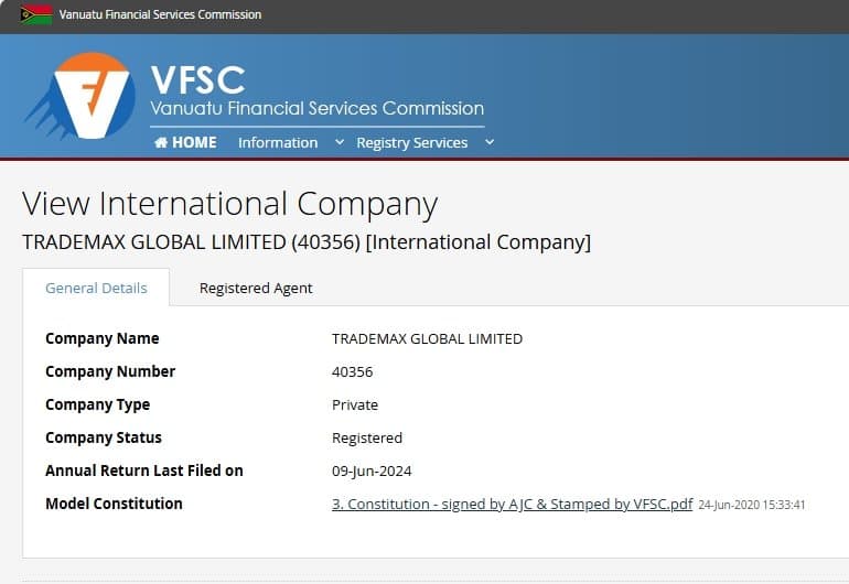 VFSC Regulatory Information for TMGM