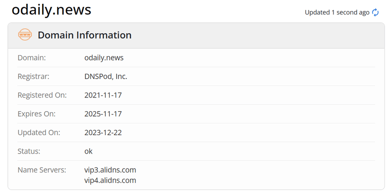 Odailywhois.com域名年限数据