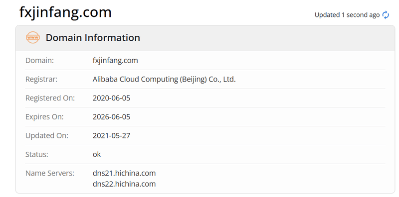 Jinfang whois.com domain age data