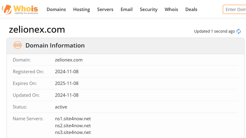 ผลการตรวจสอบ Whois
