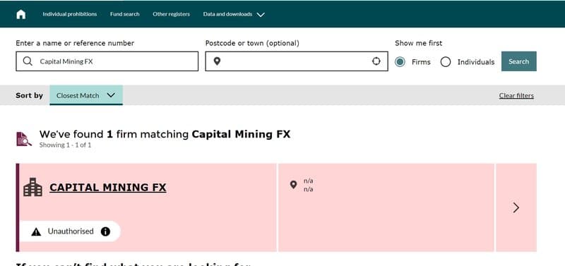 Regulatory Information of Capital Mining FX