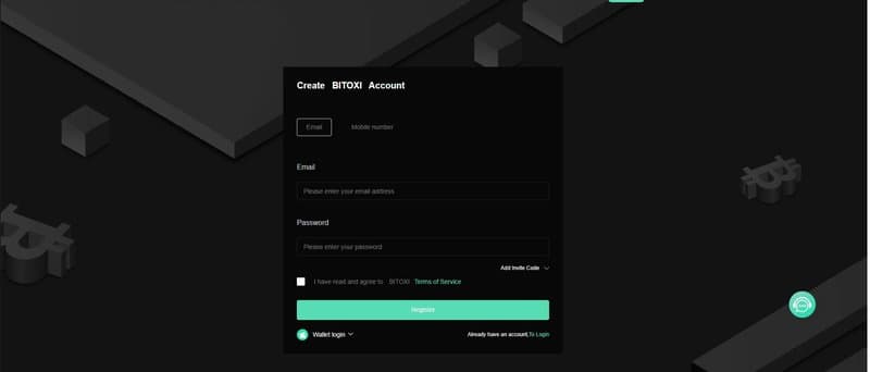 Account Registration at BITOXI