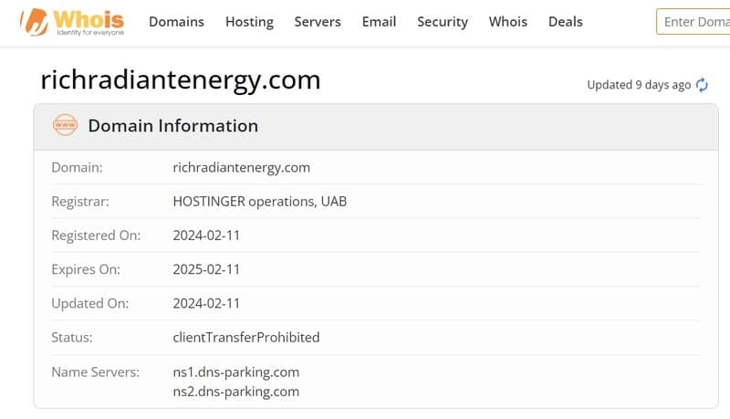 whois domain time of Richradiant-Energy