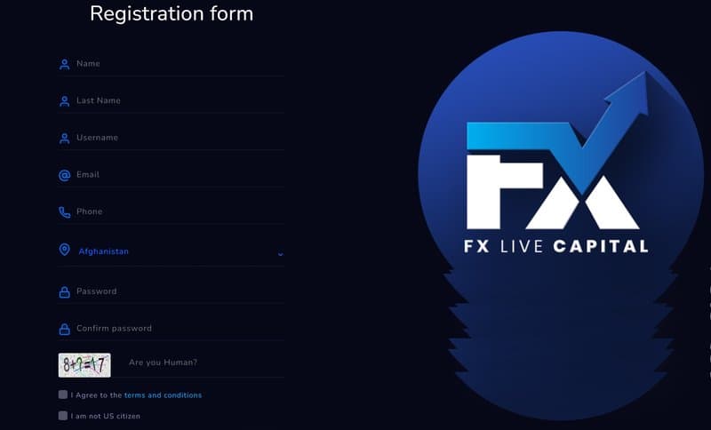 FX Live Capital account registration process