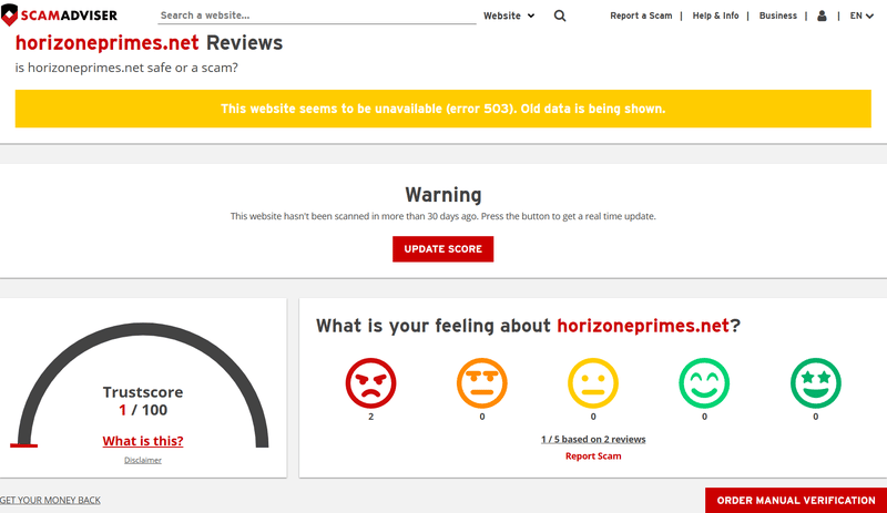 ScamAdviser High Risk Platform Warning