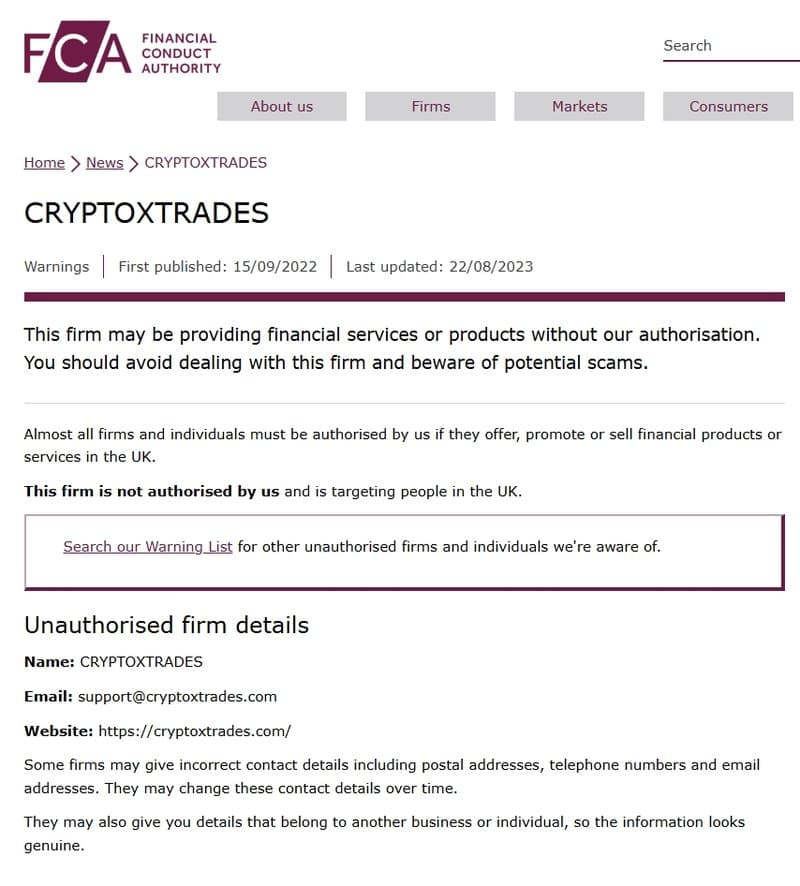 คำเตือนจาก FCA: ความน่าสงสัยว่าเป็นการหลอกลวง