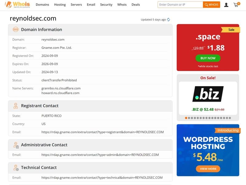 Reynold International Securities Ltd. domain information