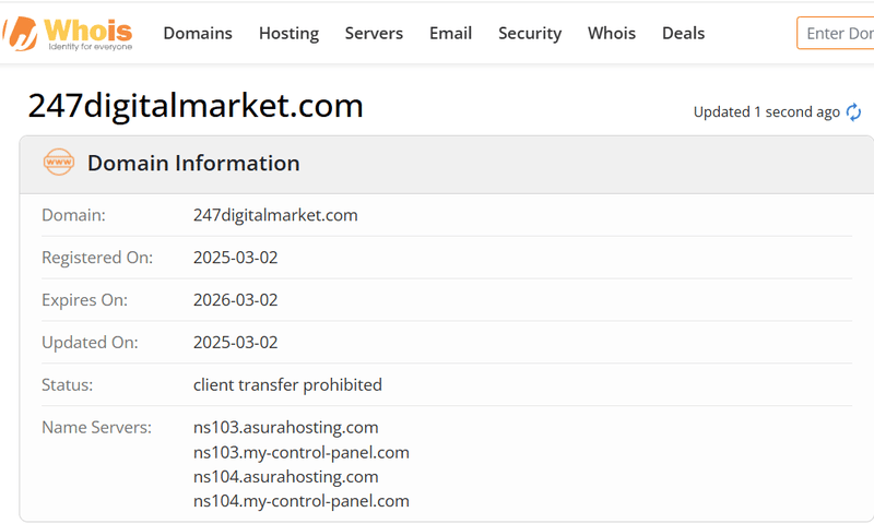 Resultado de consulta Whois