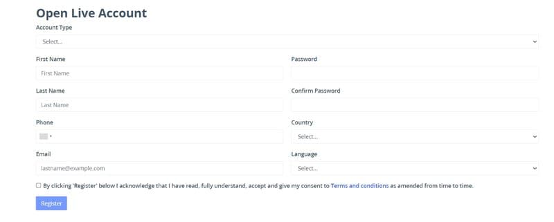 Account registration process of LION GLOBAL