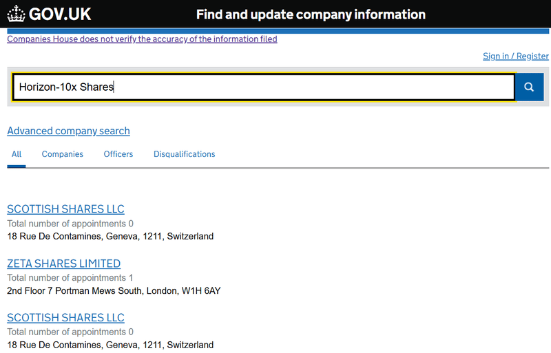 Companies House 조회 결과