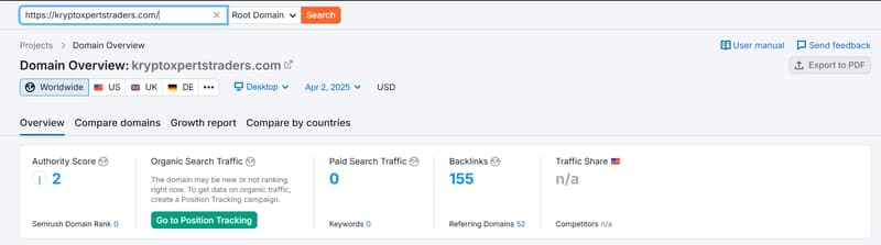 Semrush ข้อมูลทราฟฟิกการค้นหาทางธรรมชาติ