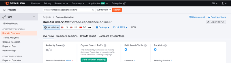 Semrush 트래픽 데이터