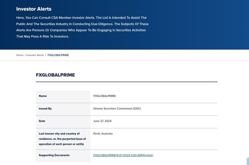 Regulatory Information of FxGlobalPrime