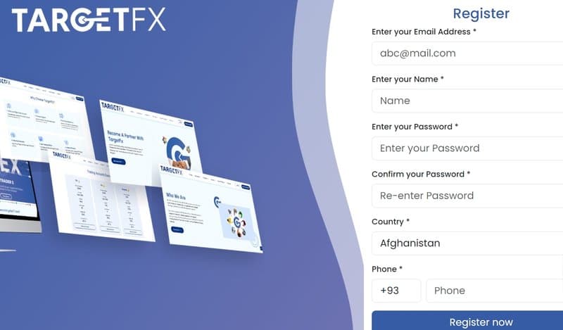 TargetFx account registration process