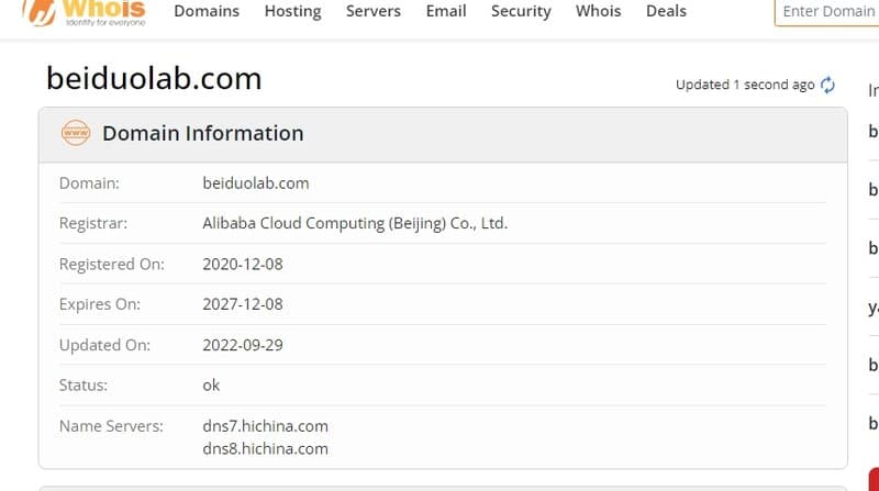 Beiduo Finance WHOIS Registration Date