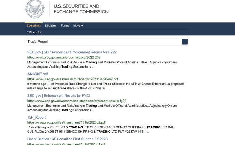 Trade Propel's Regulatory Information 3