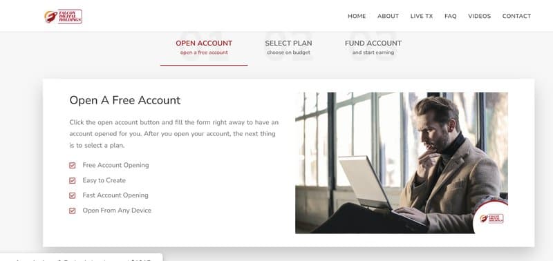 Falcon Digital Holdings account registration