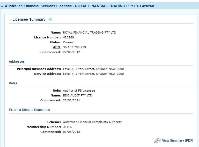 One Royal   Consulta ASIC