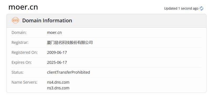 摩尔金融whois.com域名年限数据
