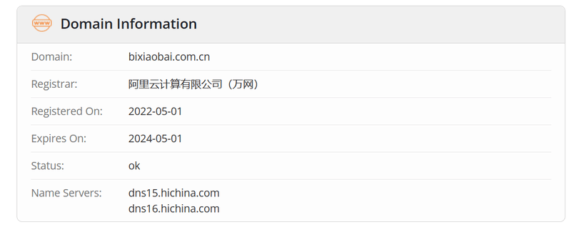 ข้อมูลอายุโดเมนจาก Whois ของ共识财经