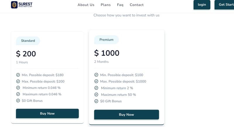 Account Types of Surest Investment