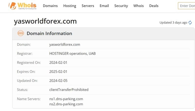 domain time of YasWorldForex