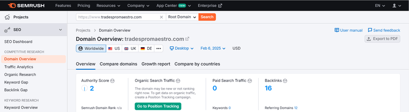Semrush 트래픽 데이터