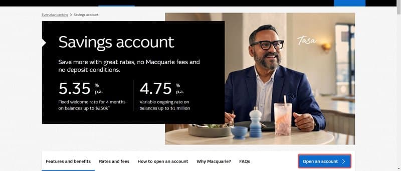 การสมัครบัญชีของ Macquarie