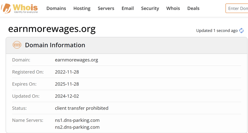 Whois search results