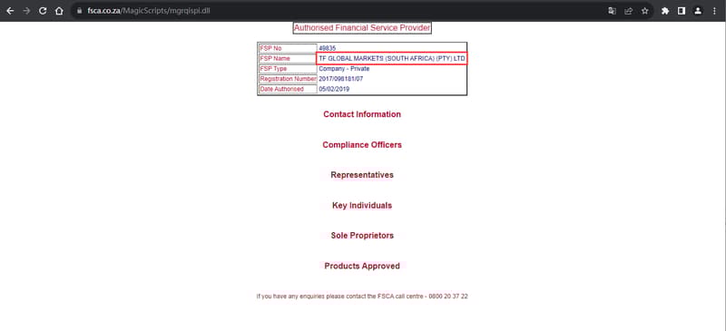 Official Website Showing Company Regulatory Information Inquiry5