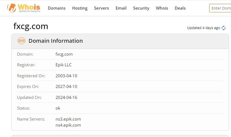 FXCG Whois Registration