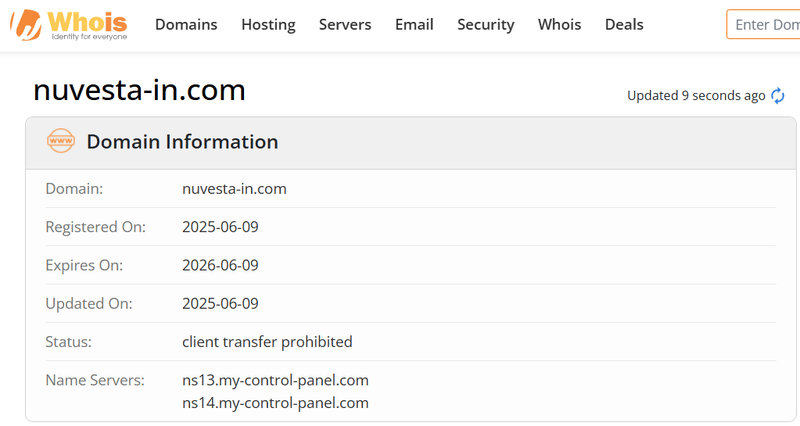 ผลลัพธ์จากการสอบถาม Whois