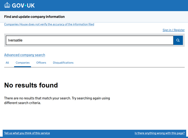 Resultado de consulta de Companies House