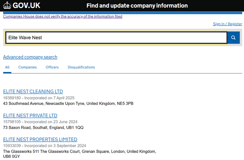Companies House Query Result