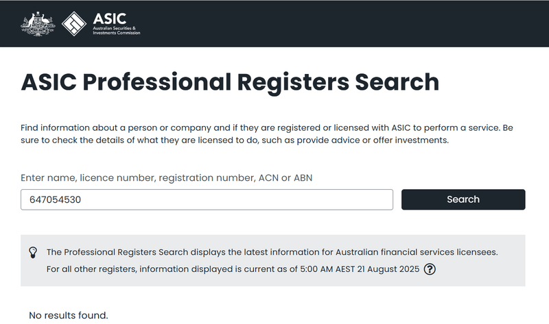 ASIC Query Result