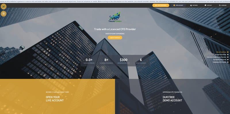 TrainForex.com Homepage Screenshot