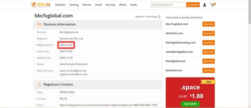 Domain year check for Bbcfx Global Limited