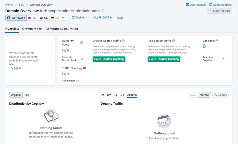 Semrush自然搜索流量数据查询结果