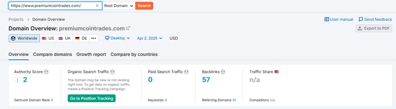 Semrush自然検索トラフィックデータ