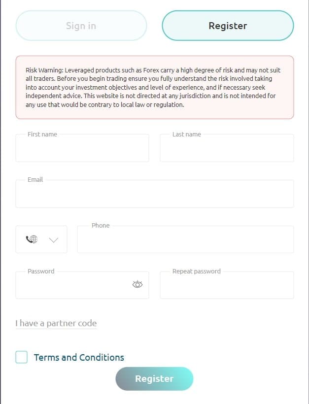Sway Markets Registration Steps