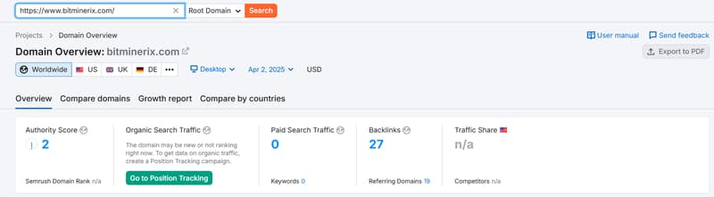 Semrush自然搜索流量数据