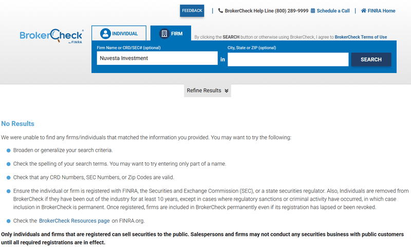 Результат запроса FINRA